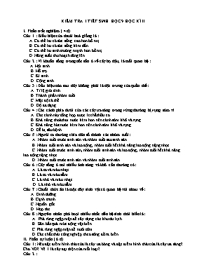 Đề kiểm tra một tiết học kì II môn Sinh học lớp 9 (Có đáp án)